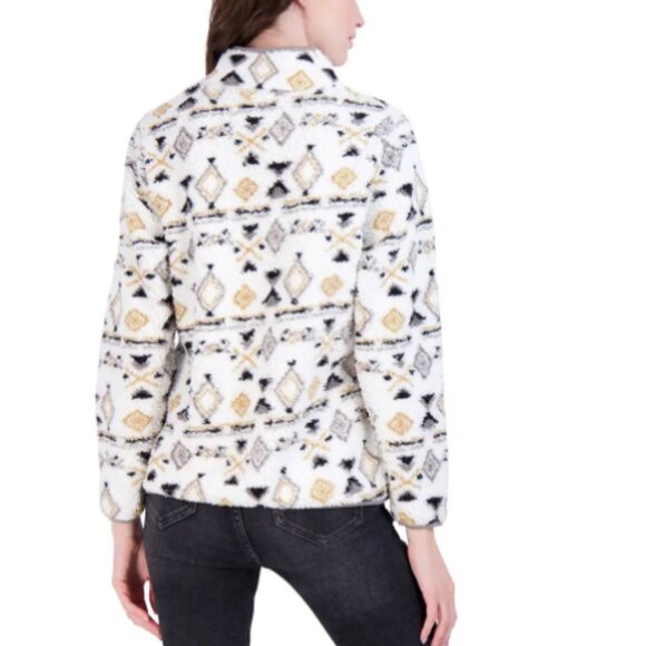 1/4 Zip Aztec Printed Sherpa Jacket - Picture 2 of 5